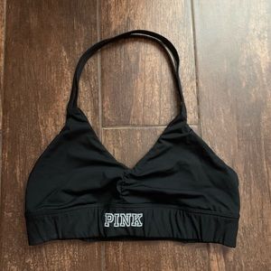 PINK black halter sports bra